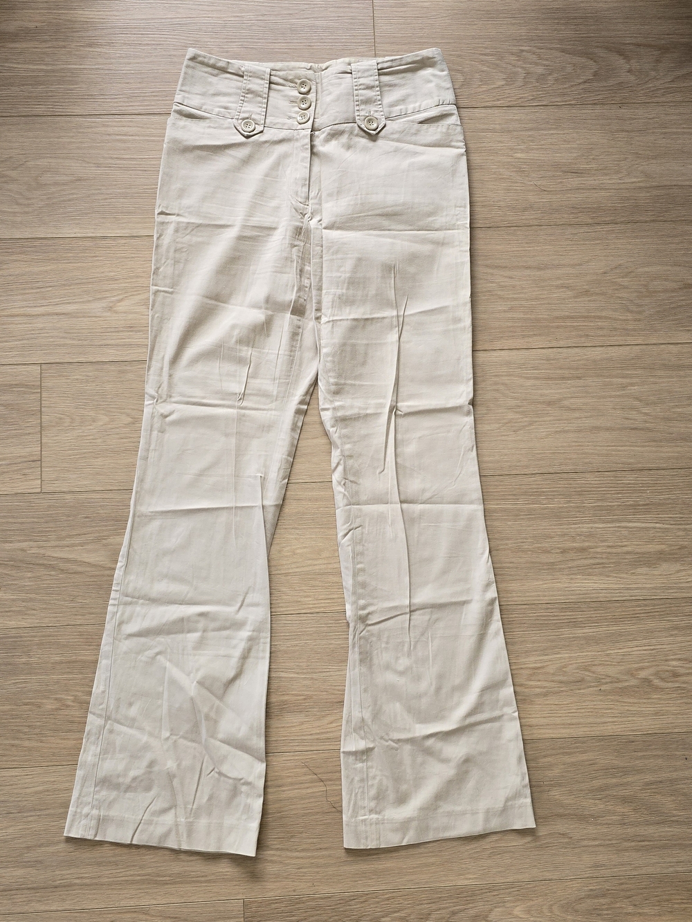 Bedo Femme Women Beige High Waist Flare Pants Trousers Triple Button Y2K Size 8